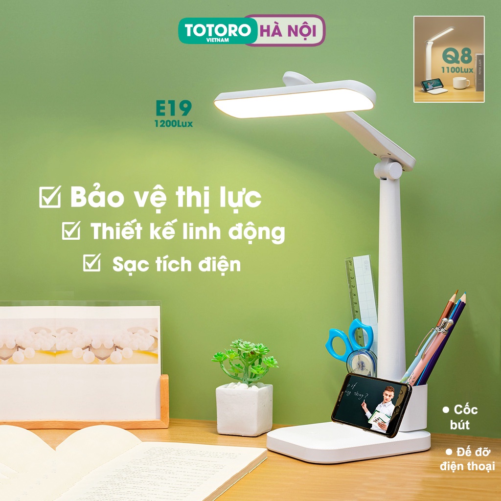 Đèn bàn học đọc sách cao cấp bảo vệ mắt TLDL EQ - Ánh sáng trung tính tự nhiên - Tích điện - Cảm ứng