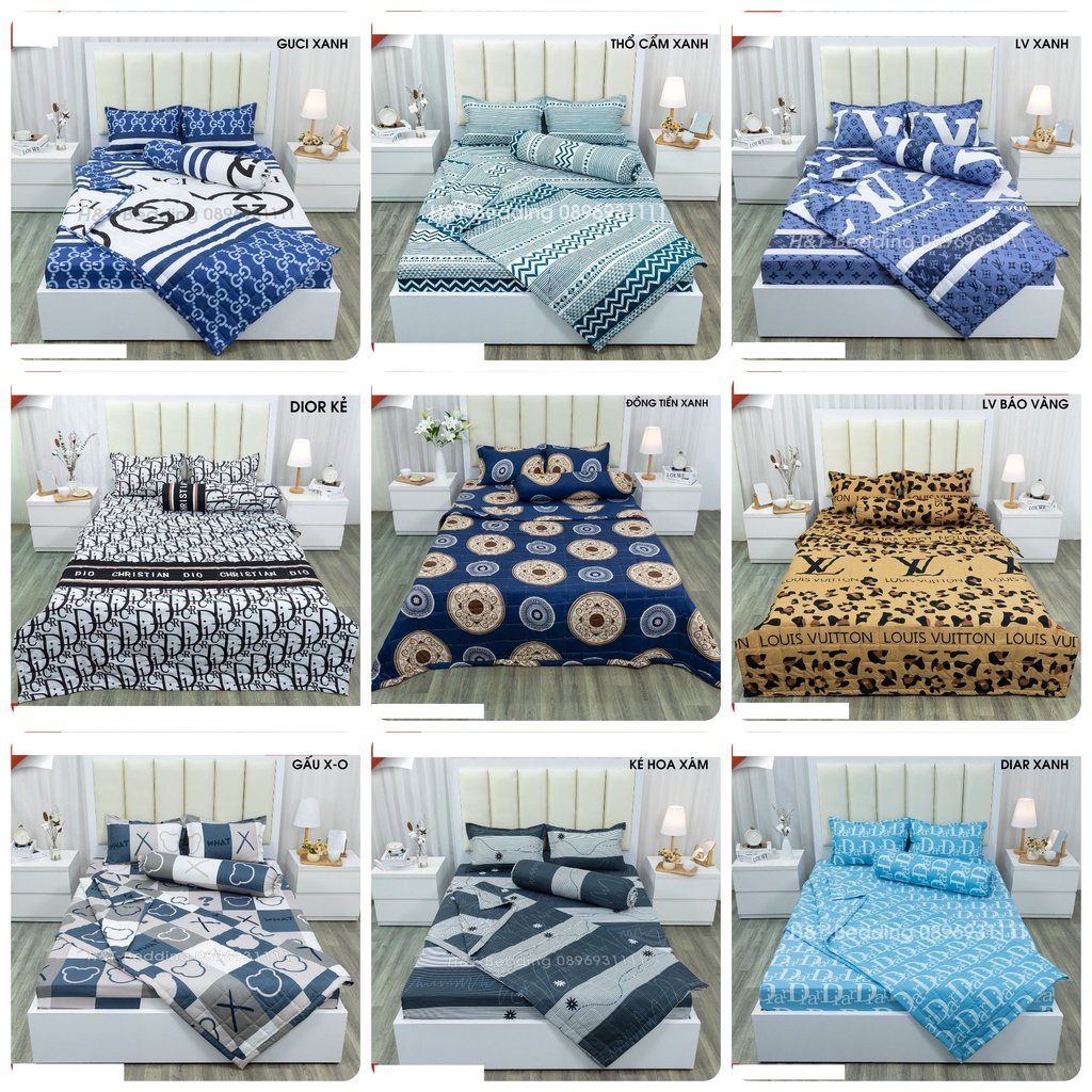 Bộ ga trải giường 3 món polly cotton ,ga trải giường mùa hè 3 món 1 ga + 2 vỏ gối nghộ nghĩnh full kích thước