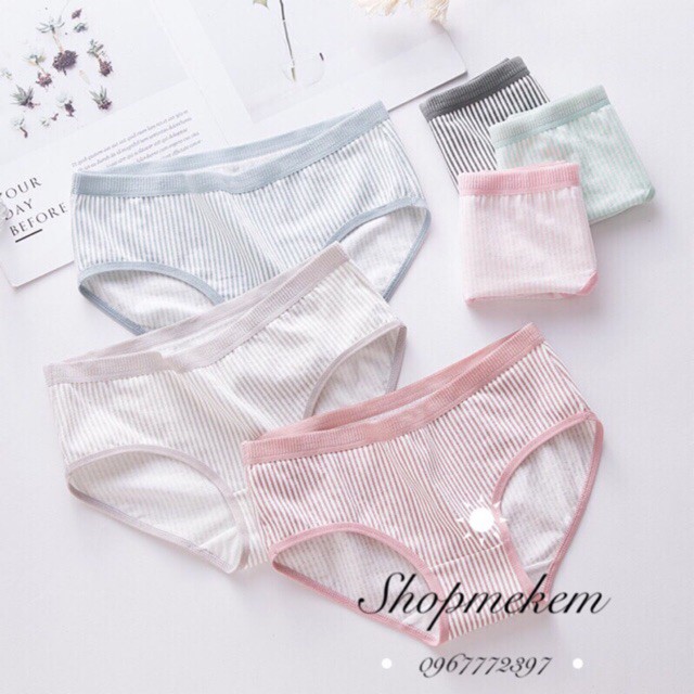 [Mã 12FASHIONSALE1 giảm 10K đơn 50K] Quần lót nữ chất cotton kẻ sọc cao cấp kháng khuẩn viền mỏng mềm mịn SQ09 | BigBuy360 - bigbuy360.vn