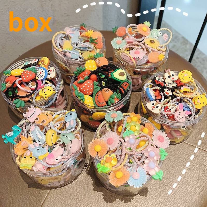 Dây Cột Tóc Co Giãn Đính Hoa Màu Macaron Dễ Thương Phong Cách Hàn Quốc Cho Bé Gái