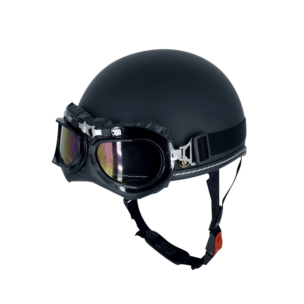 Mũ bảo hiểm nửa đầu viền chỉ ép nhiệt viền lưới kèm lính phi công