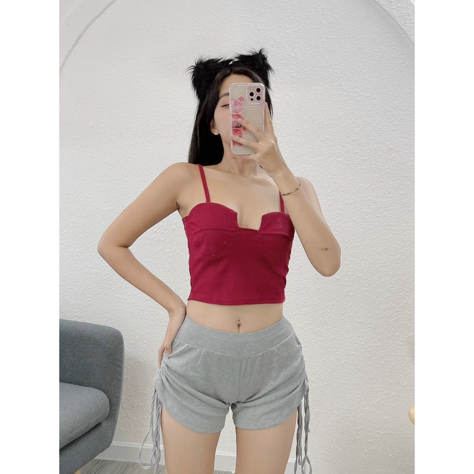 Quần đùi thun gân rút dây hai bên tôn dáng - Q029