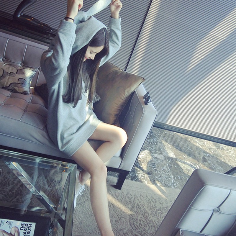 Áo Hoodies Nón Phối Tai Thỏ Thiết Kế Dáng Rộng Thoải Mái