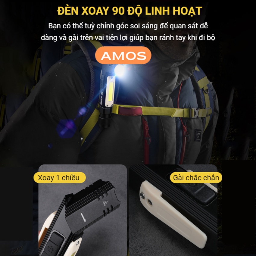 Đèn pin siêu sáng mini AMOS Giải pháp đèn soi đêm số 1 cho những ai hay đi tối