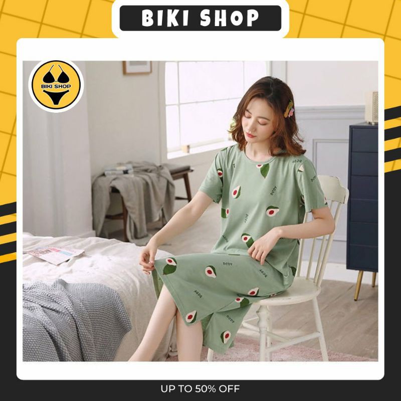 Váy Ngủ Suông cộc tay Đồ ngủ mặc nhà mềm,mát,mỏng họa tiết hoạt hình dễ thương BiKi | BigBuy360 - bigbuy360.vn
