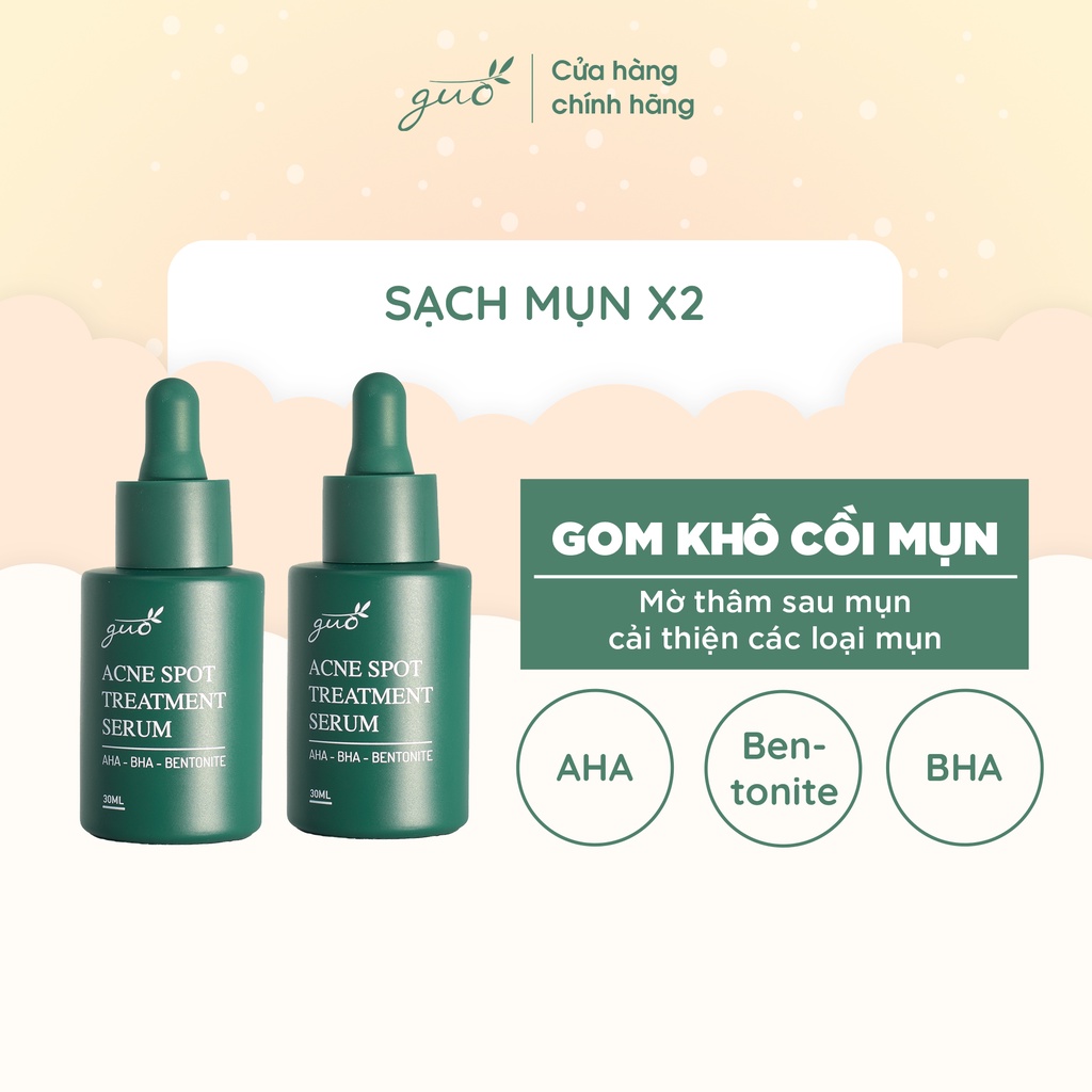 Bộ đôi serum gom khô cồi giảm và mờ thâm mụn 100% feedback khách tin dùng hiệu quả Chấm Mụn GUO 30ml