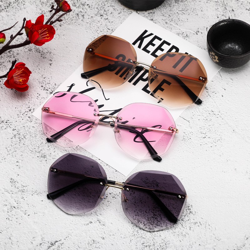 Kính mát LUSEEN AG1111 kim loại không gọng phối màu gradient chống UV400