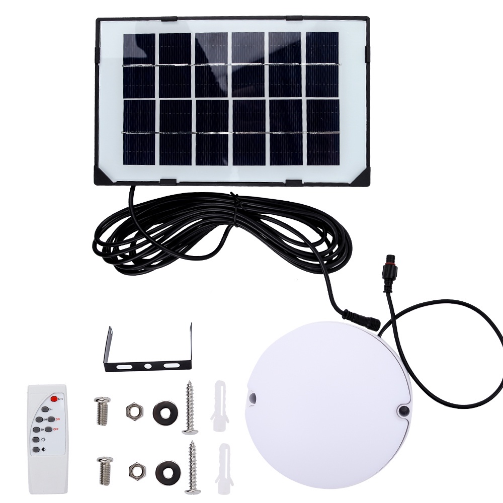 18W Solar LED Ceiling Light with Remote Control Timing Light Control Lamp White Light for Home Garden#shopee219