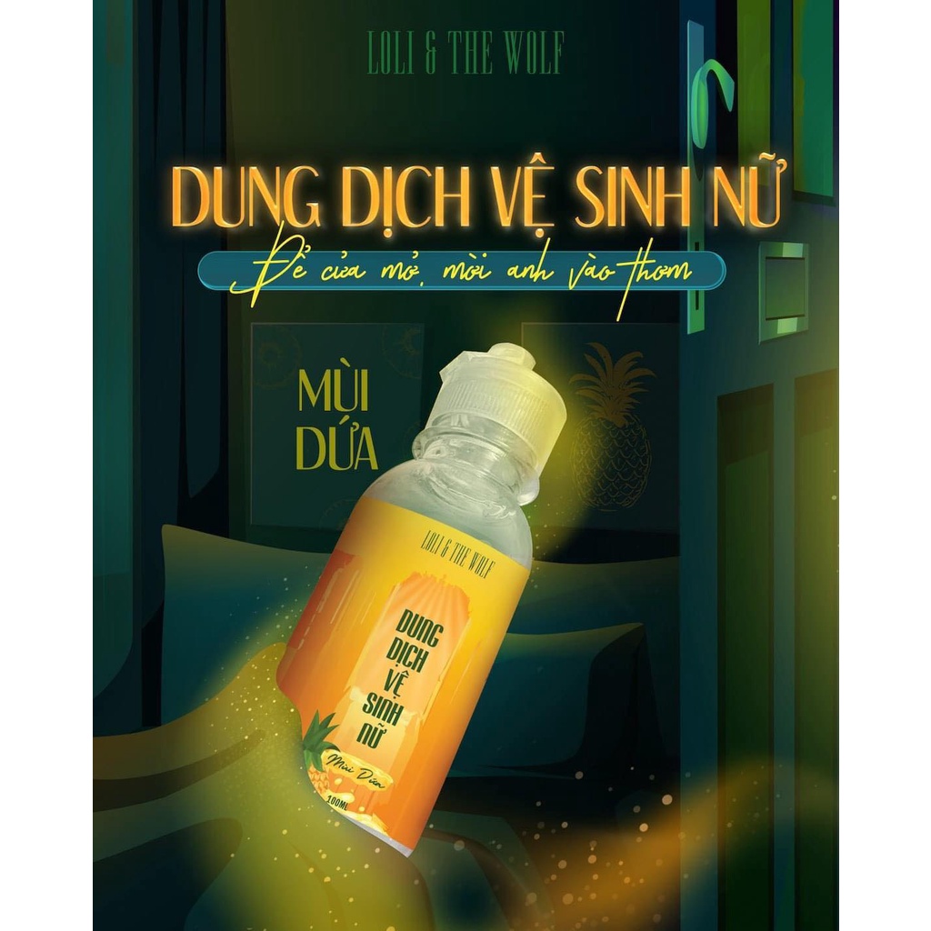 Dung dịch vệ sinh phụ nữ Loli The Wolf mùi dứa thành phần tự nhiên chai 100ml