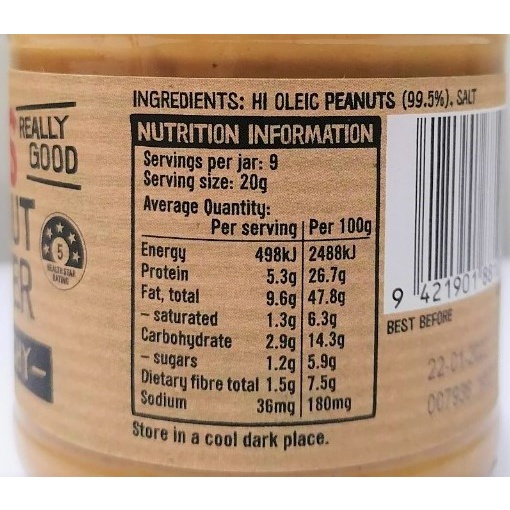 [Lọ nhỏ 195g – Nắp Đen] BƠ ĐẬU PHỘNG HẠT [New Zealand] PIC’S Peanut Butter Crunchy (nvt-hk)