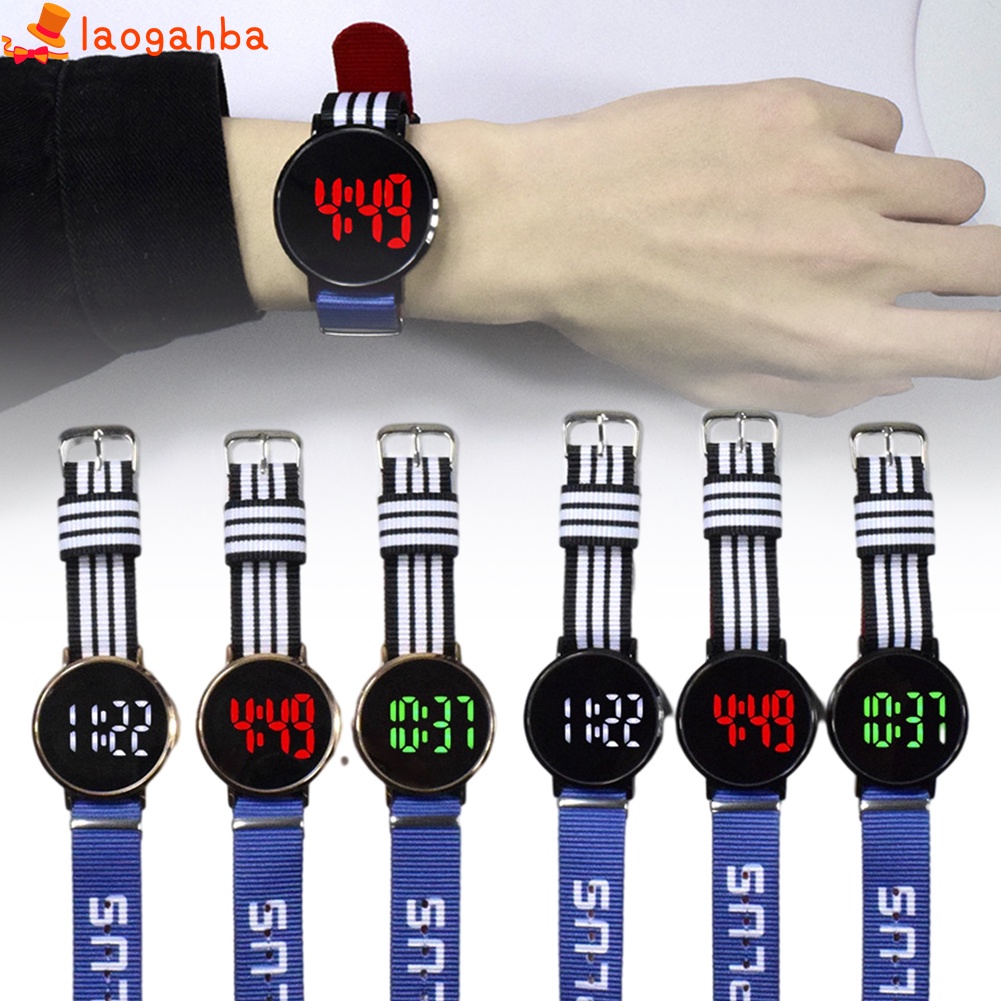 Đồng Hồ Điện Tử Đeo Tay Mặt Kính Tròn Dây Dệt Nylon Màn Hình Cảm Ứng Màn Hình LED Cỡ Lớn Unisex