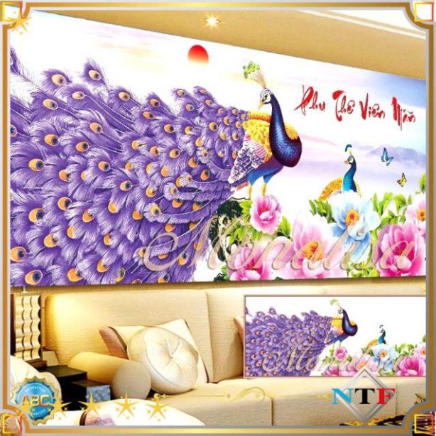 Tranh đính đá Y8113 120×60 Nhập khẩu nguyên seal, đá sáng, chất lượng keo cao cấp NTF Tranh treo phòng khách