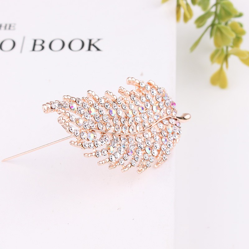 Cài áo nam nữ Nhat Store, ghim cài áo hình lá đính đá cỡ 3.5x6.9cm (Brooches &amp; Pins Nhat Store Accessories)