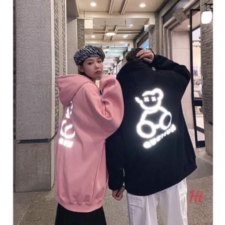 Áo hoodie gấu chun phản quang HT12