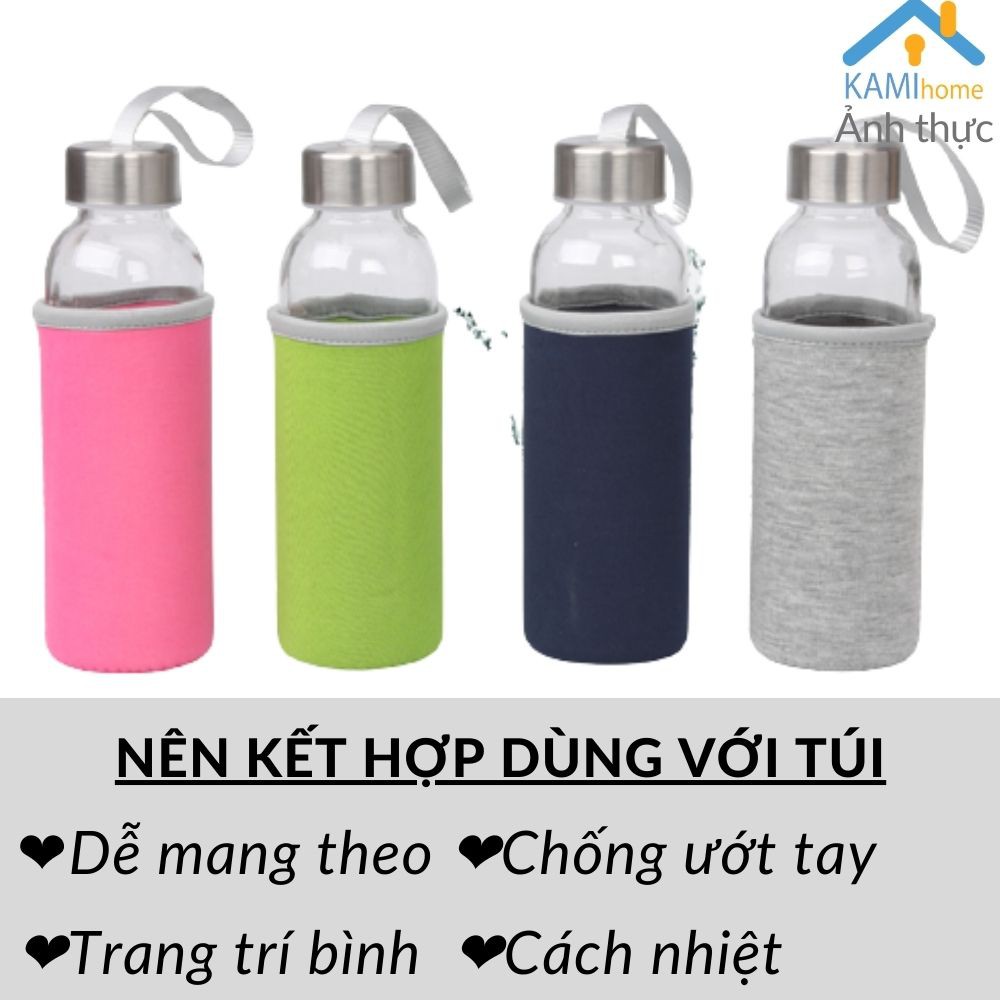 Bình nước thủy tinh nắp xoay chống tràn 350m kiêm Lọ hoa dễ thương mã 20021