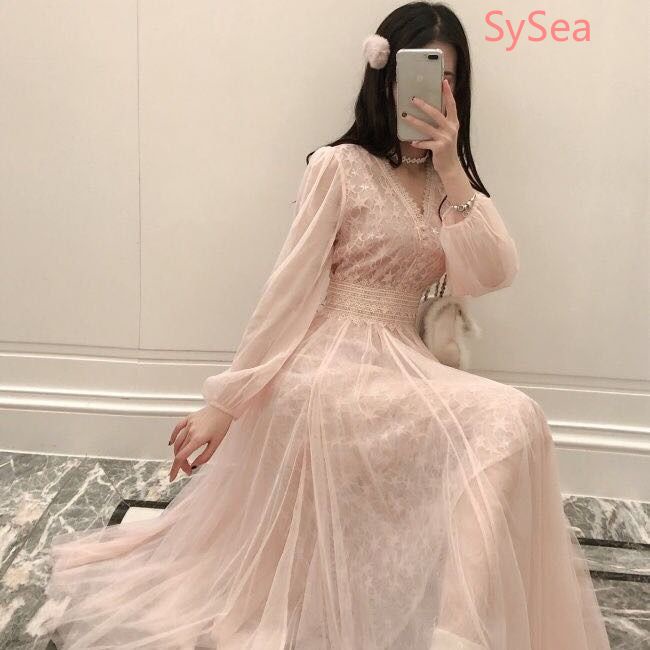 Đầm Công Chúa Phối Lưới Kiểu Hàn Quốc Thời Trang Mùa Thu Cho Nữ