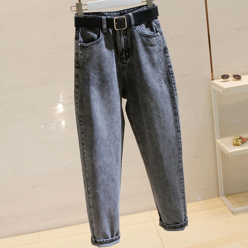 2020New Style Greyish Black Harlan Jeans Women's Korean-Style Loose Skinny Student High-Waist Ankle-Length Daddy Baggy Pants