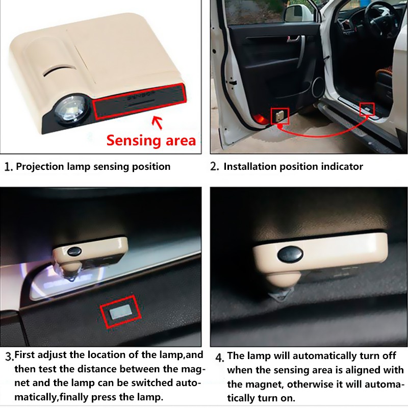 【CAR HOME】FREE PIN Bộ 2 đèn led cảm biến chiếu logo gắn cửa xe ô tô HONDA TOYOTA SUZUKI MITSUBISHI