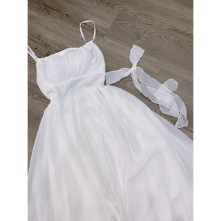 [FreeShip] Đầm maxi đi biển trắng đan lưng -  Nhà Lỳ Có Maxi