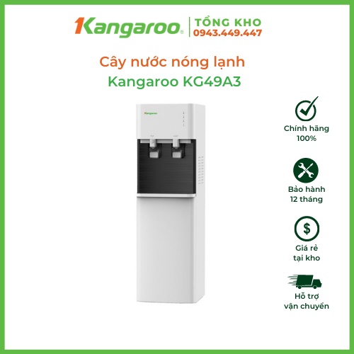 Cây nước nóng lạnh Kangaroo KG49A3 New 2021, Hút Bình, 2 vòi, bình nước để phía dưới, bảo hành 12 th