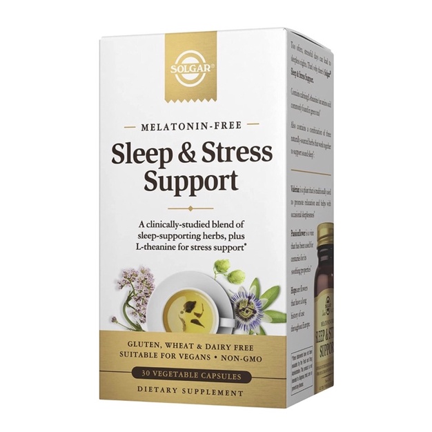 Viên uống hỗ trợ ngủ ngon giảm stress thuần chay Solgar 30 viên USA