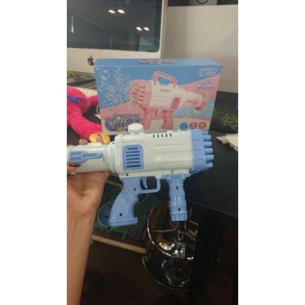 Súng bắn bong bóng xà phòng 32 nòng chạy bằng pin siêu mạnh kèm dung dịch pha bong bóng nhiều màu an toàn cho bé