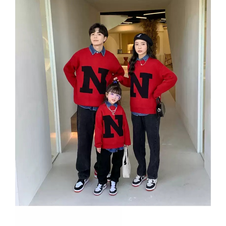 áo sweater IN CHỮ CÁI THEO YÊU CẦU HOT 2023, áo nỉ gia đình 3/4/5 ngườ,i áo gia đình thu đông chất đẹp