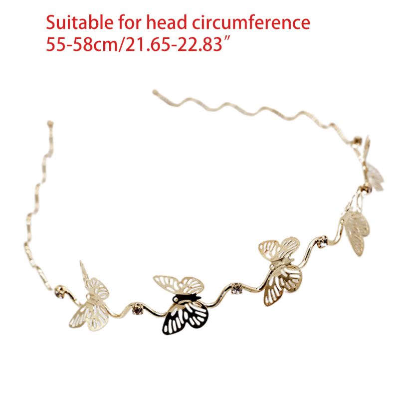 Băng Đô Cài Tóc Hai Lớp Bằng Hợp Kim Họa Tiết Hoa Và Bướm Đính Đá Thời Trang Cho Nữ