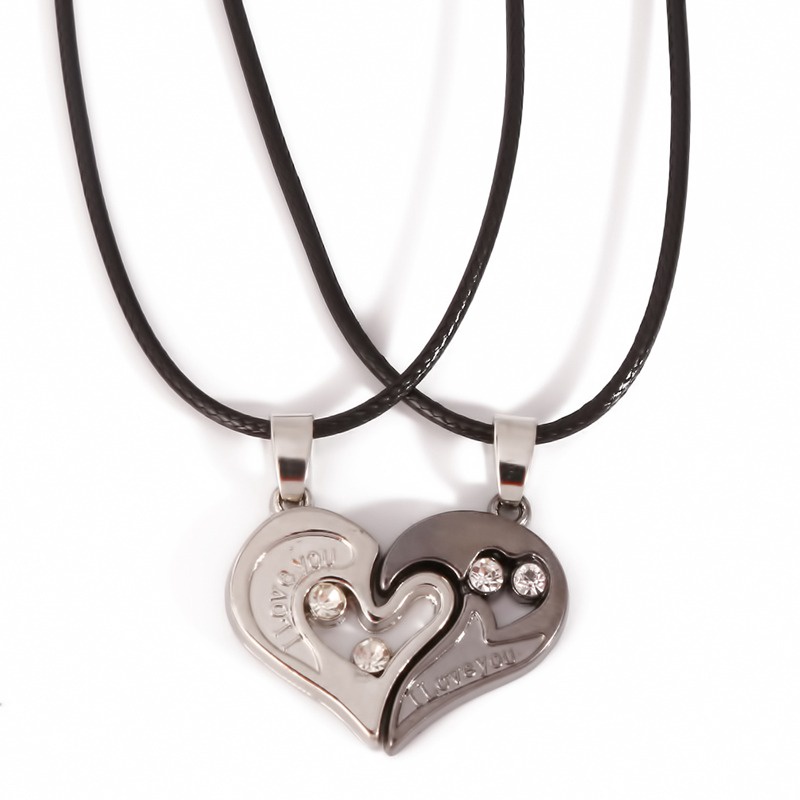 [ql917.vn]Cặp Vòng cổ thép titan mặt hình trái tim cho cặp đôi