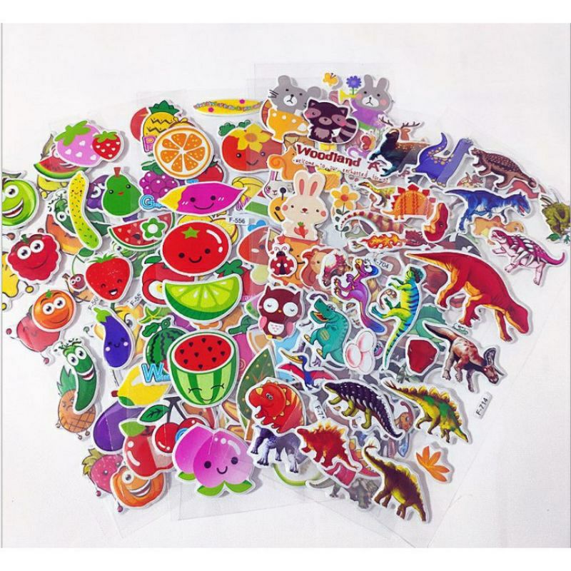 Hình Dán 3D Hoạt Hình Nhiều Mẫu Vui Nhộn, Sinh Động Đáng Yêu Cho Bé