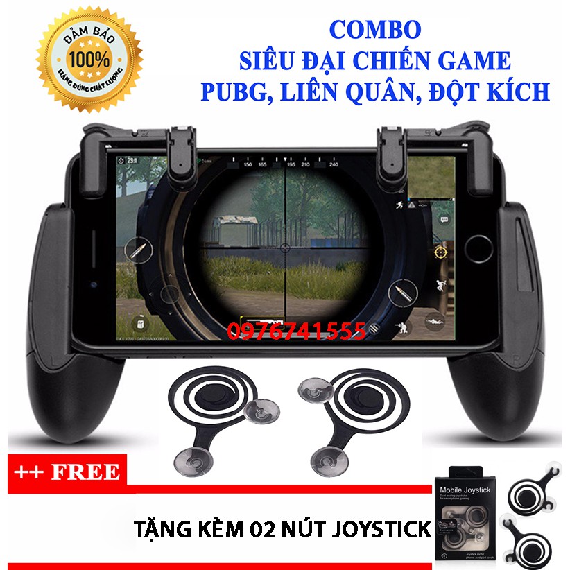 [Bộ 3 món] Combo tay cầm chơi game điện thoại + 2 nút bấm trên + joystick Pubg, Liên Quân, Đột kích, Ros GKPG K01