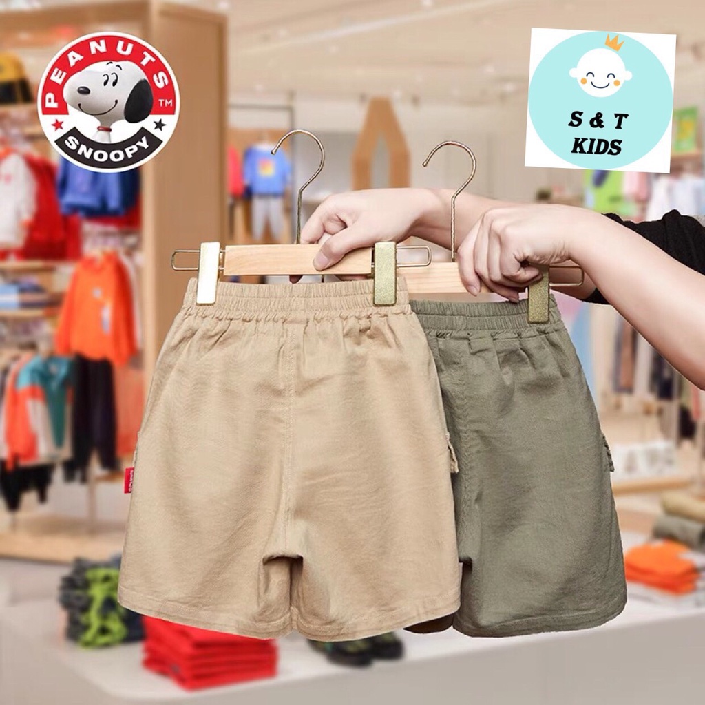 QT03 - Quần bé trai, Quần đùi cho bé trai chất kaki mềm, in hình chó, từ 8-20kg, Richkid123