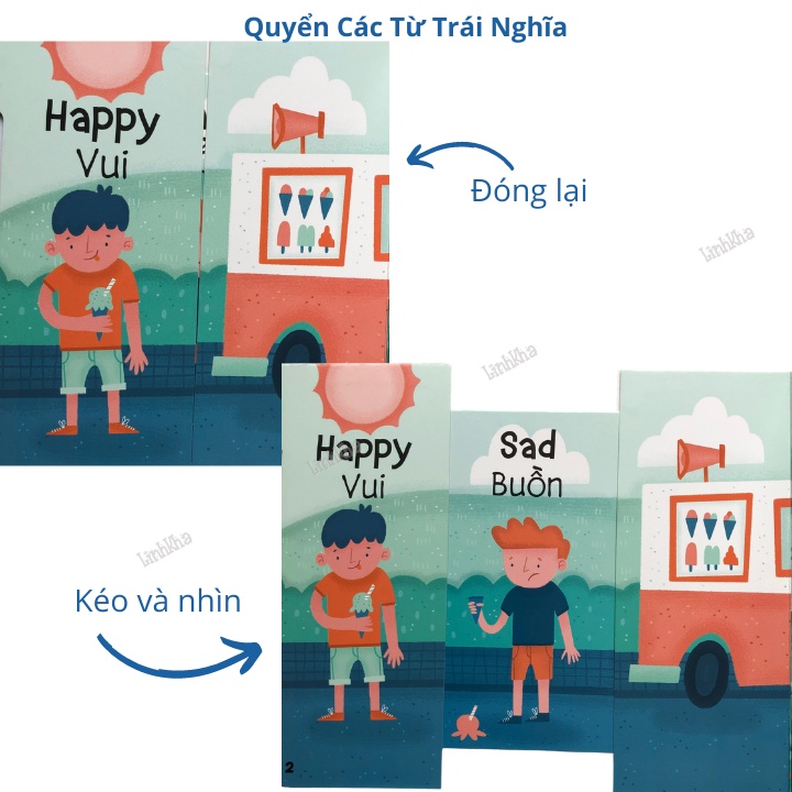 Sách - Chuyển Động Tương Tác Song Ngữ - Cùng Kéo Và Nhìn Từ Trái Nghĩa