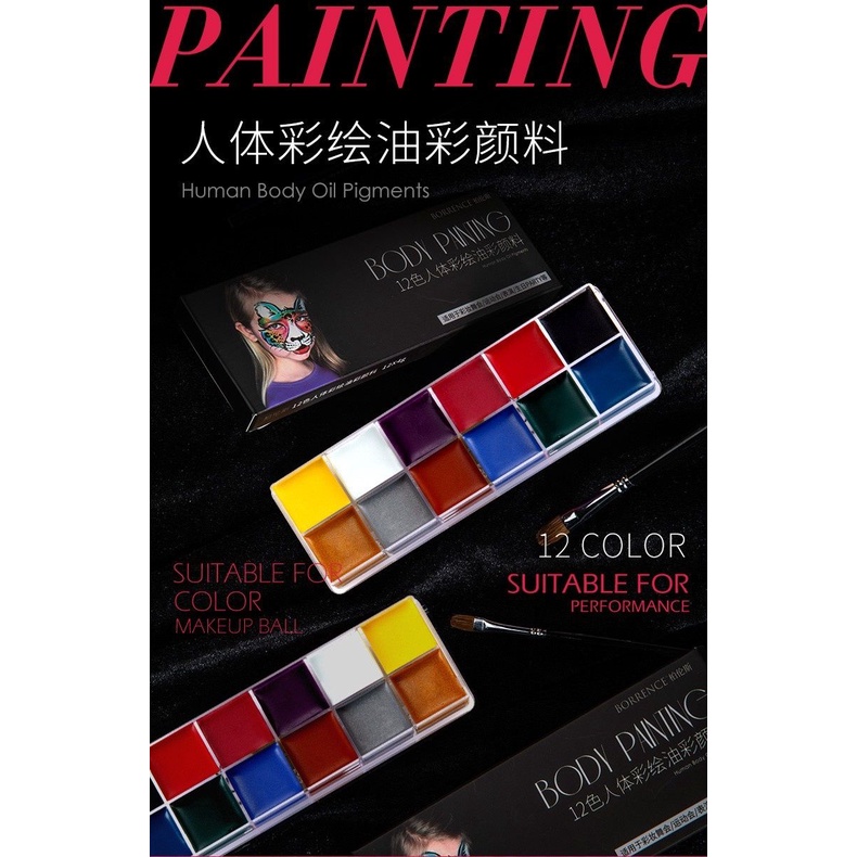 Bảng 12 màu vẽ mặt cơ thể nghệ thuật tan trong nước 12 màu sắc 12 ấn tượng 10.6 | BigBuy360 - bigbuy360.vn