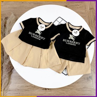 Set quần short và áo thun cổ tròn thêu BBR bé trai Bé gái