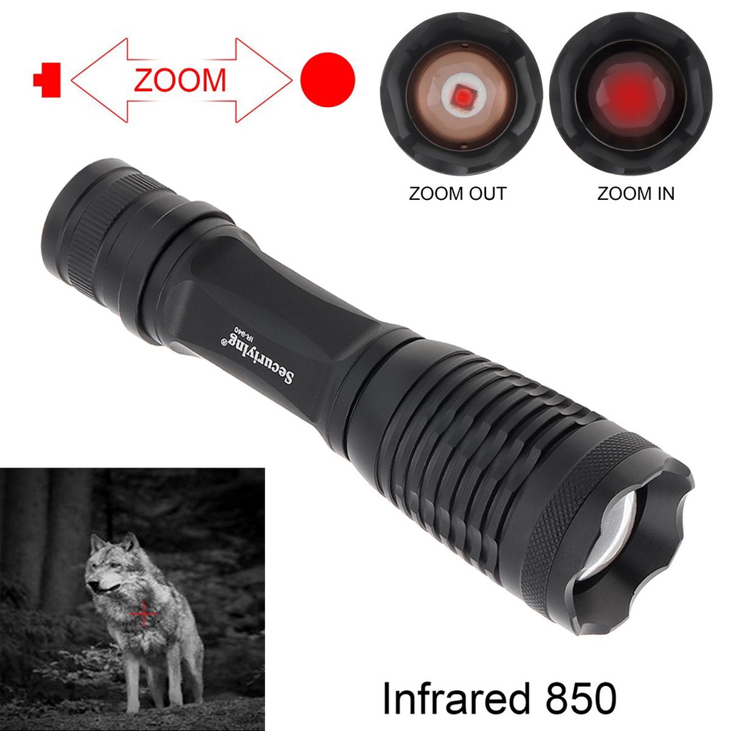 Đèn Pin Hồng Ngoại E6 850nm Có Thể Tập Trung Vào Ban Đêm Dùng Pin 18650 / AAA