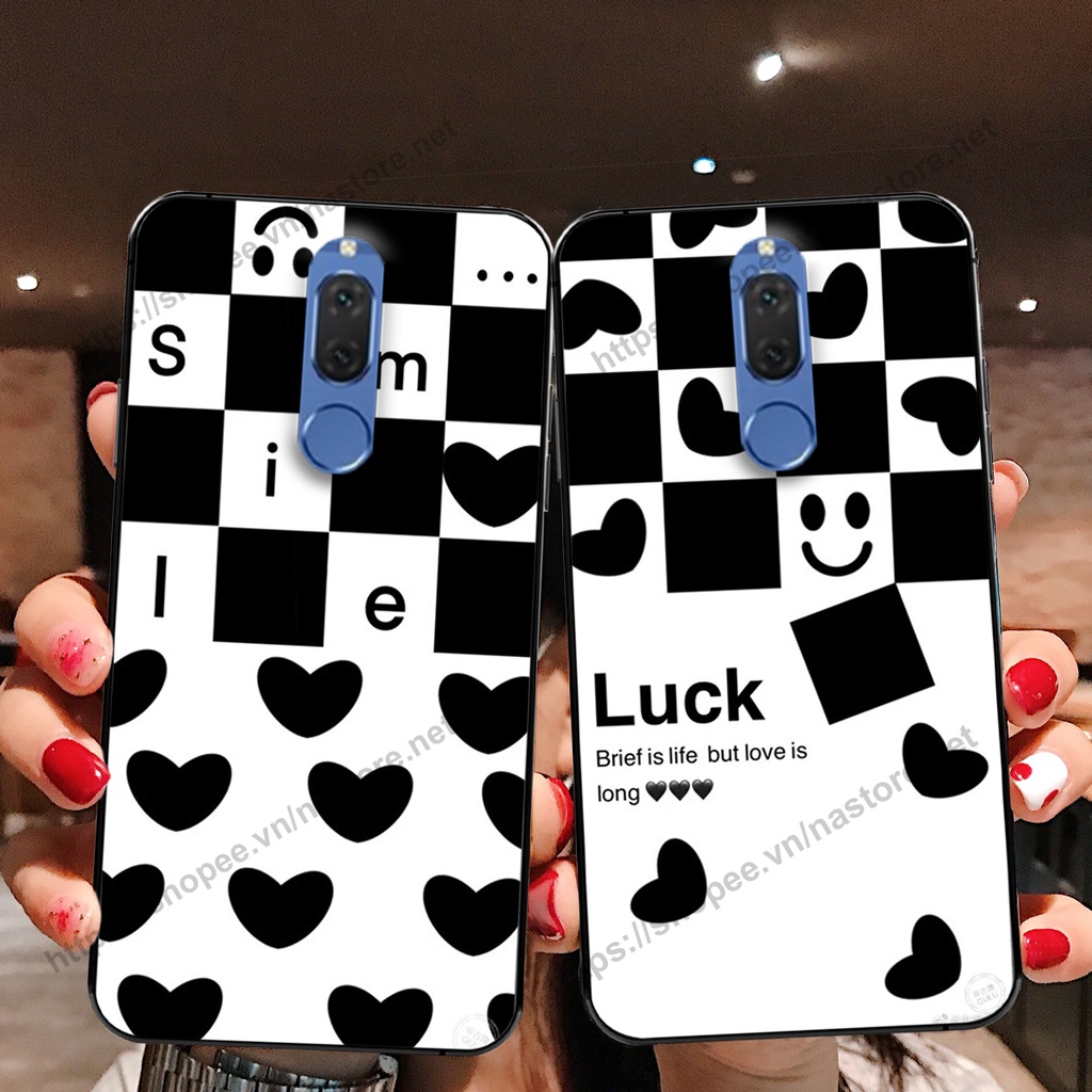Ốp lưng Huawei Nova 2i trái tim họa tiết caro, mikey họa tiết beabrick kaws cute