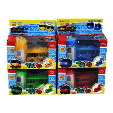 Xe buýt Tayo Bus garage Đồ chơi trẻ em bộ sản phẩm gồm 1 nhà và 1 xe