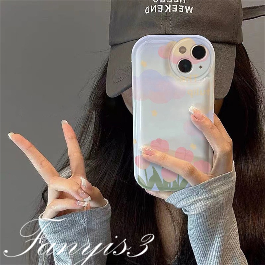Ốp Điện Thoại Mềm In Hình Hoa Tulip Cho iPhone 14 13 12 11 Pro Max X XR Xs Max 8 7 6 6s Plus SE 2020