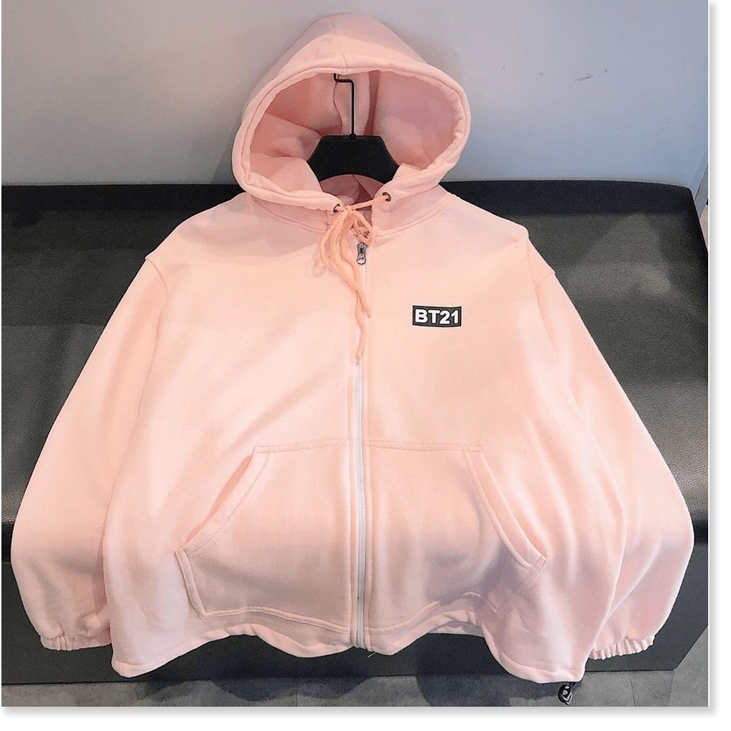 Áo khoác hoodie nữ thun nỉ form rộng có dây kéo BT21 | BigBuy360 - bigbuy360.vn