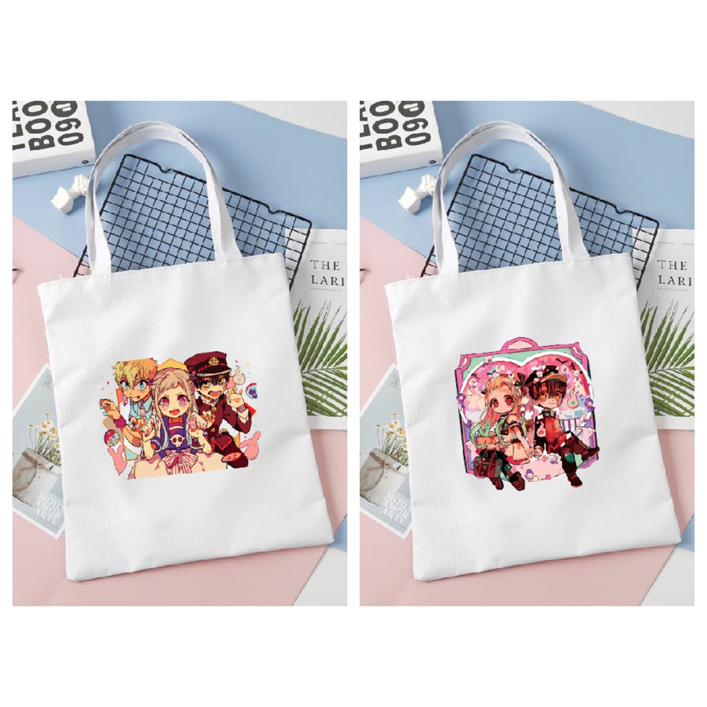 Túi tote vải trắng đeo vai in hình JIBAKU SHOUNEN HANAKO-KUN Ác quỷ trong nhà xí anime thời trang