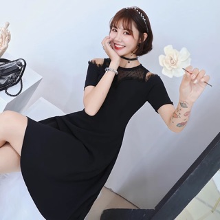 Váy đen hở vai cao cấp đen trắng