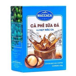 Maccaca - cà phê sữa đá với hạt mắc ca