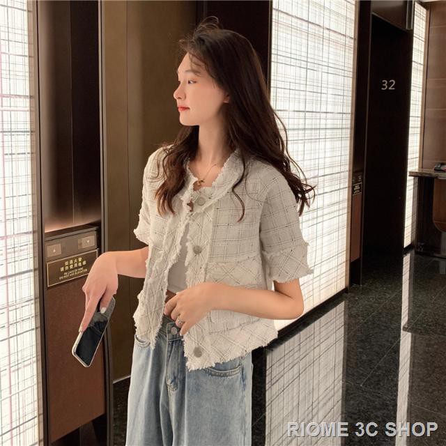 【Nước hoa miễn phí】Áo Khoác Vải Tweed Tay Ngắn Kẻ Ca-Rô Trẻ Trung Hợp Thời Trang | BigBuy360 - bigbuy360.vn