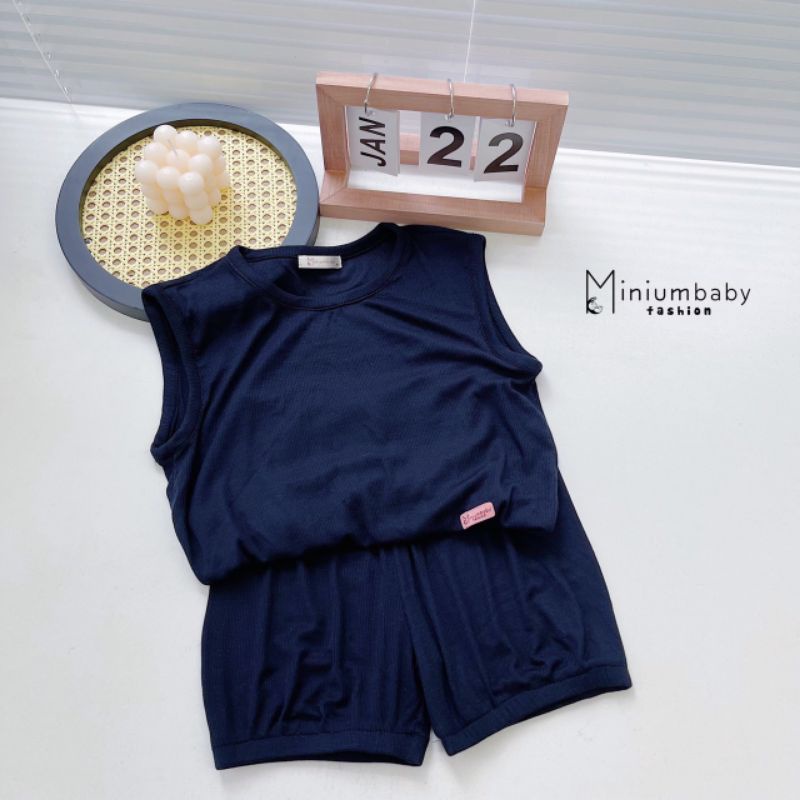 [MINIUMBABY] Bộ Đồ Thun Tăm Sát Nách Siêu Mềm Mịn Co Dãn Cho Bé Ngày Hè Năng Động