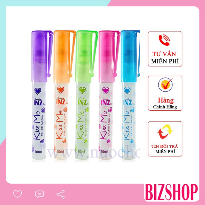 Combo hộp 5 cây nước hoa Inz Kiss Me hình cây viết chính hãng 8ml