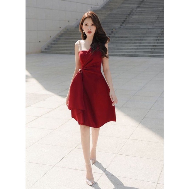 LAYLA'S DRESS BY CHAMS- Đầm Xoè Một Dây Nhún Eo Ngọc