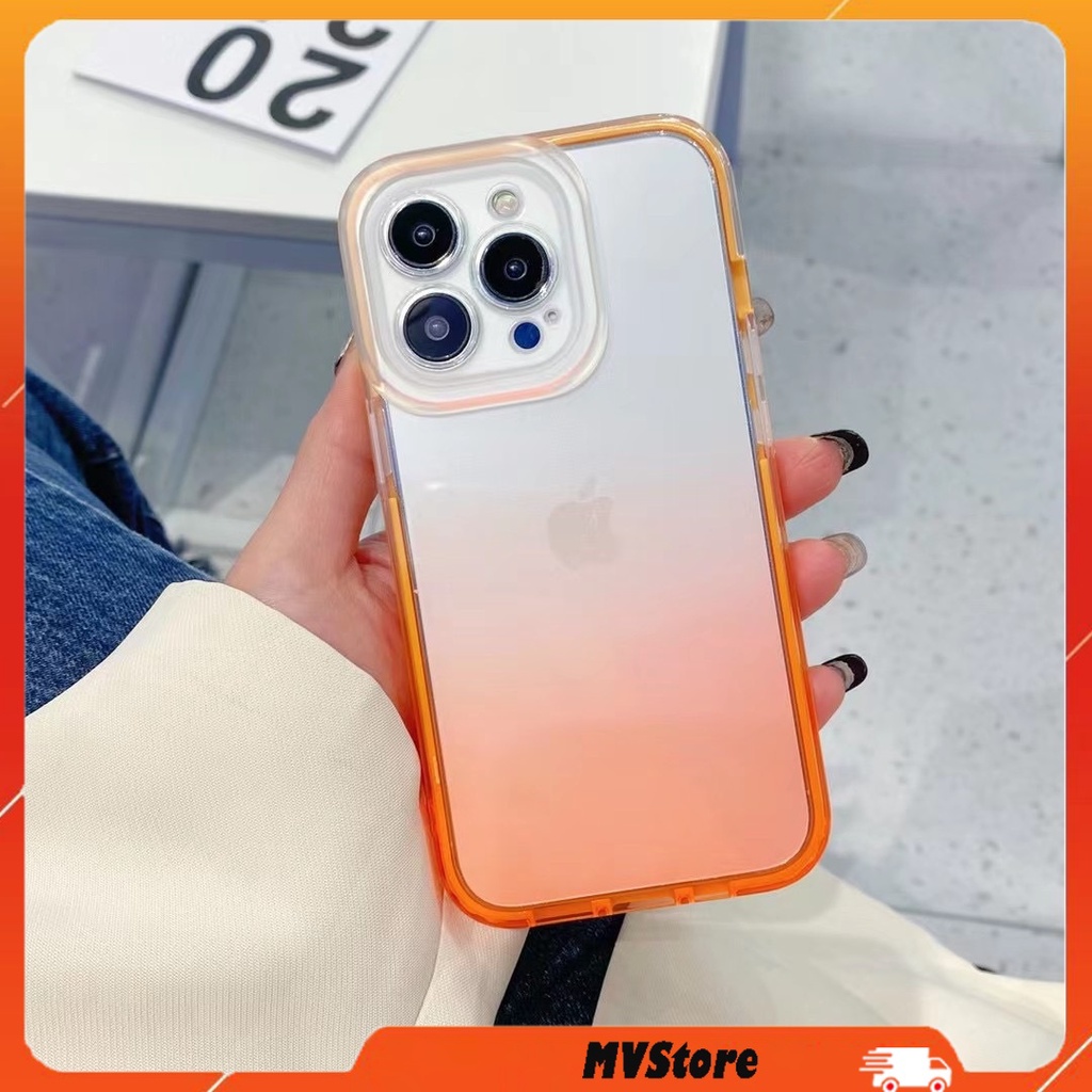 Ốp điện thoại iphone trong suốt mềm màu gradient dành cho ip 13 12 11, ốp iphone dẻo viền bảo vệ camera