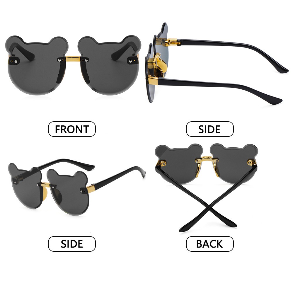 Kính Chống Nắng UV400 Không Vành Hình Gấu Hoạt Hình Dễ Thương Cho Bé Trai Và Bé Gái