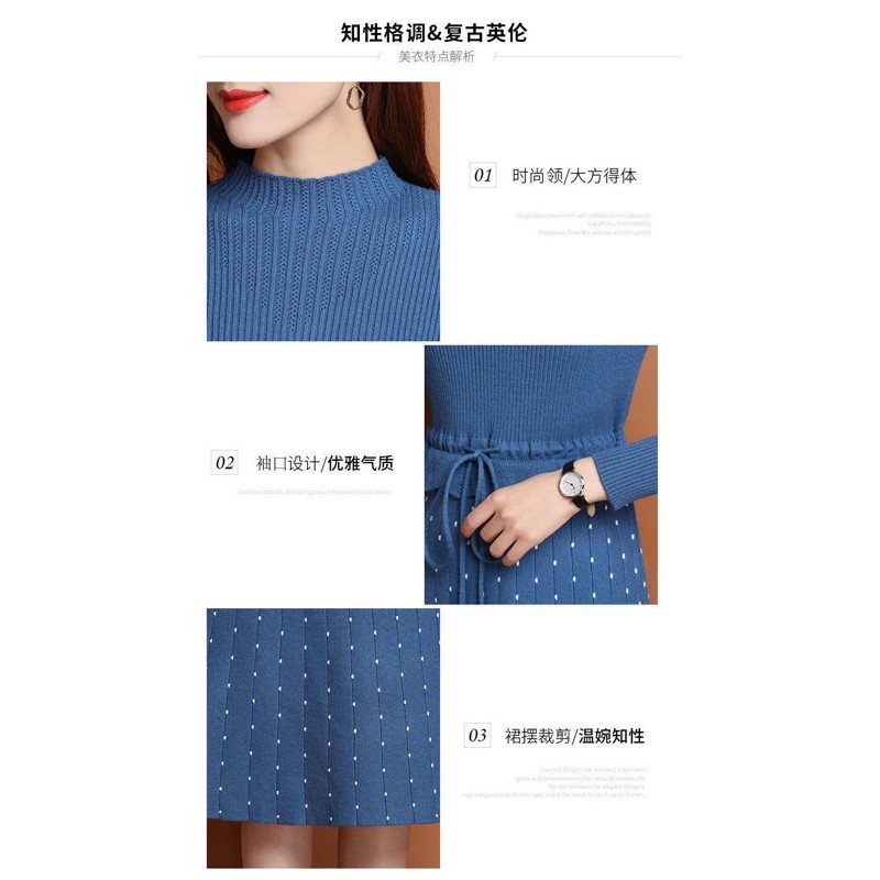 Váy len chấm bi hàng nhập quảng trực tiếp quảng châu